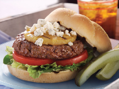 Blue Cheese Burgers with Grilled Pineapple